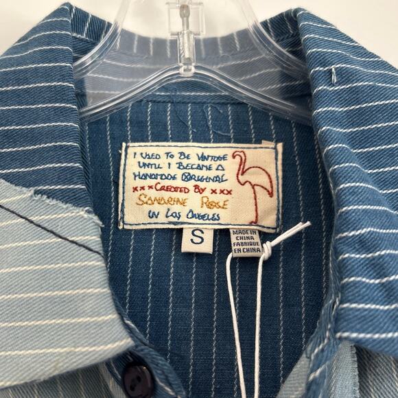 NWT Free People x Sandrine Rose Patchwork Striped Button-Up Shirt, Blue, Small - Picture 4 of 6